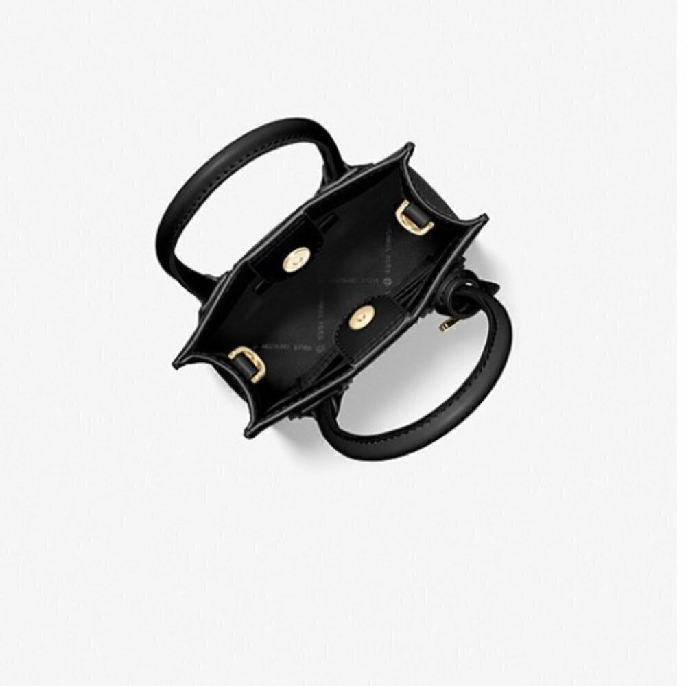 Michael Kors Mercer Extra-Small Pebbled Leather Crossbody Bag Black - Picture 3 of 9
